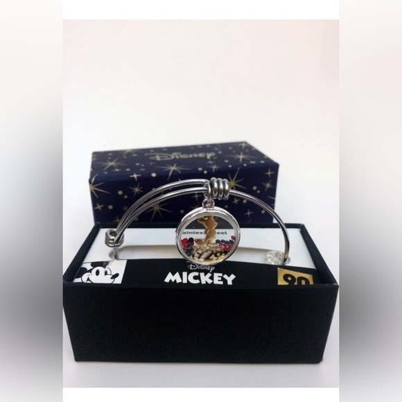 NEW Disney Mickey Mouse 1928 Shaker Bracelet Silver Bangle Stainless True 90th - Picture 4 of 7